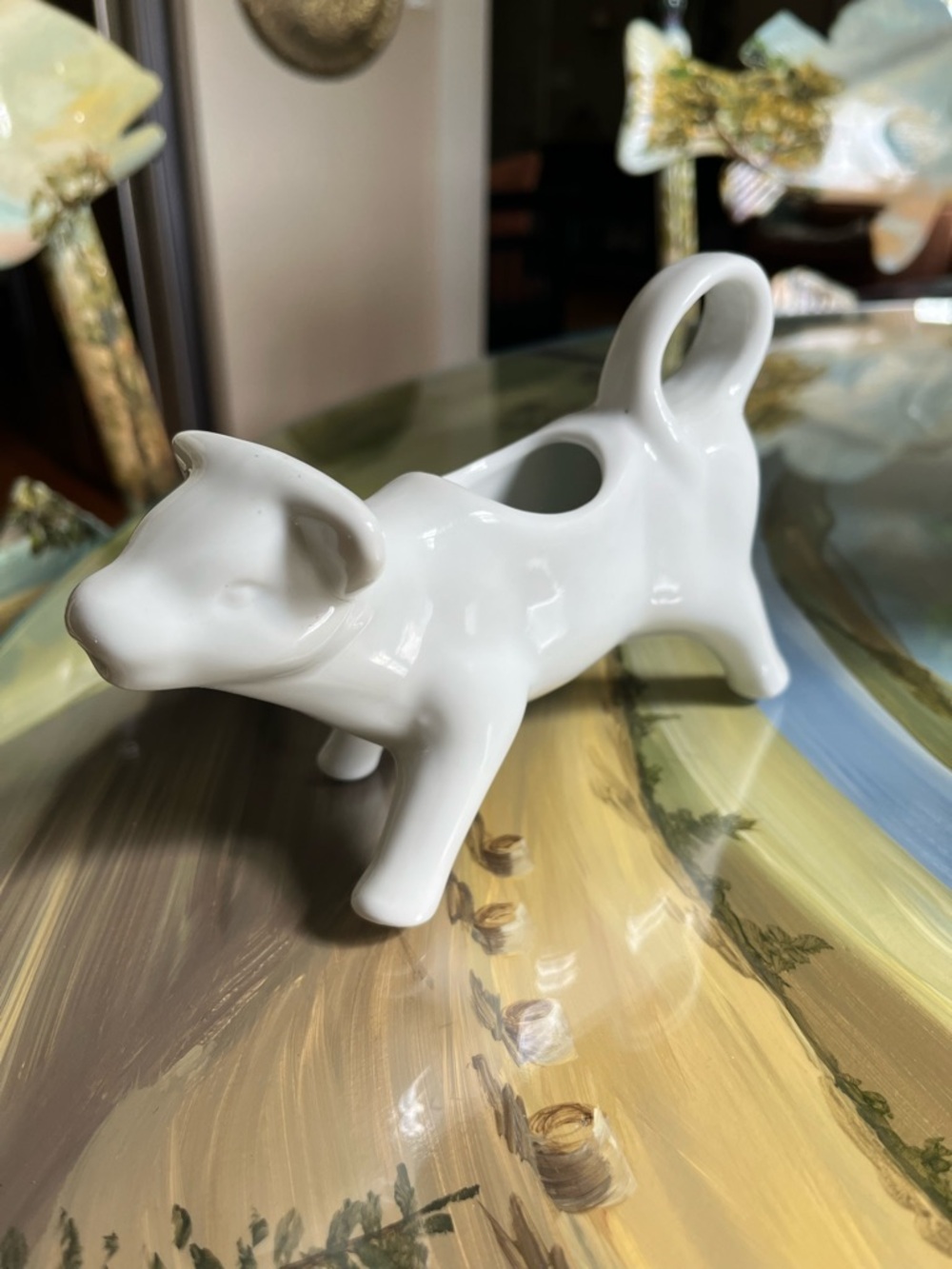 Vintage White Ceramic Cow Creamer - Decorative Home Art - Picture 4 of 7